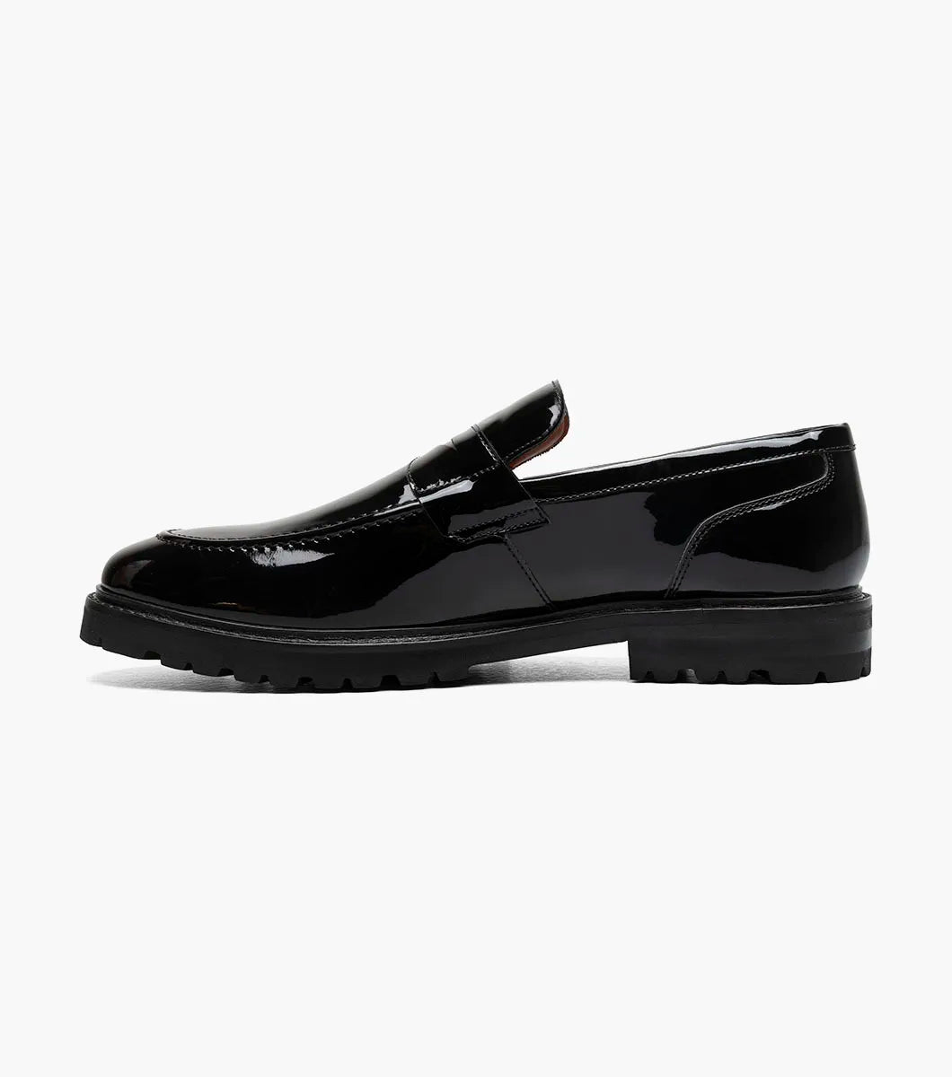 Stacy Adams Hazelton Moc Toe Penny Slip On Walking Shoes Black Patent 25736-004