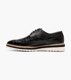 Stacy Adams Alario Wingtip Oxford Croco Leather Shoes Black 25725-001