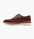 Stacy Adams Alario Wingtip Oxford Croco Leather Shoes Cognac 25725-221