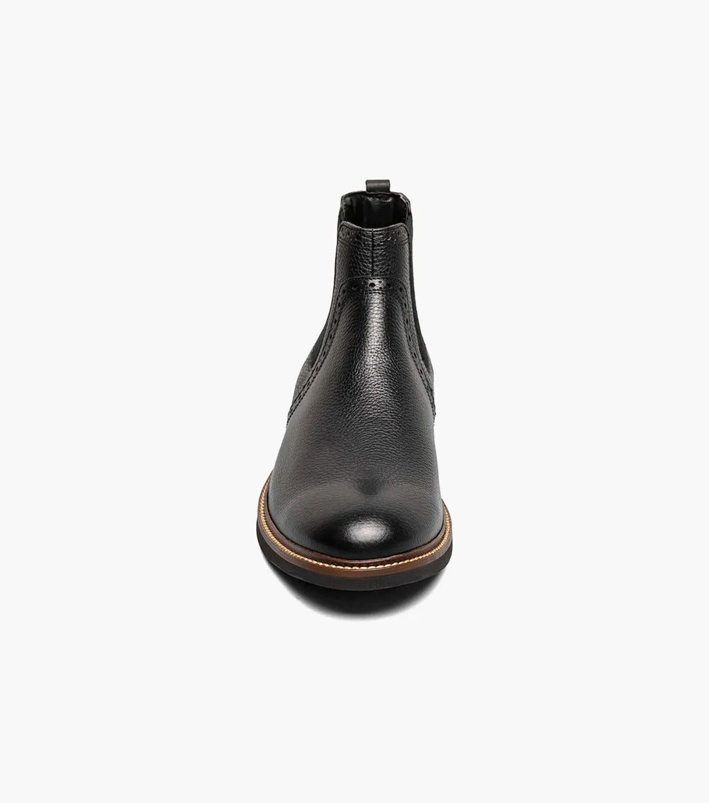 Nunn Bush Otis II Plain Toe Chelsea Boot Black Tumbled Leather 85091-007
