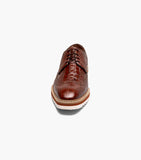 Stacy Adams Alario Wingtip Oxford Croco Leather Shoes Cognac 25725-221