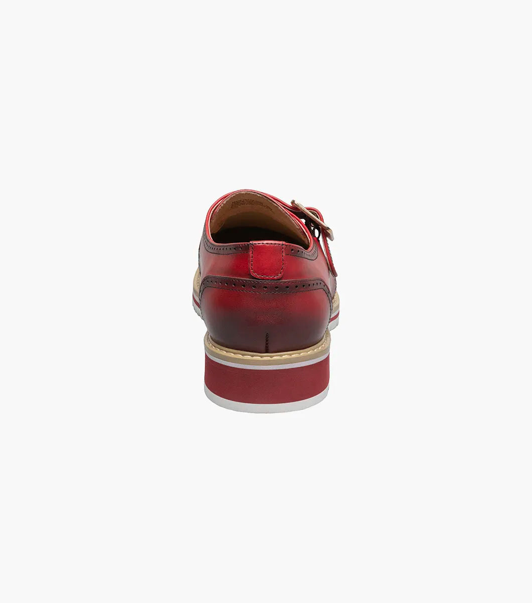 Stacy Adams Bartram Plain Toe Monk Strap Patent Shoes Red 25724-600
