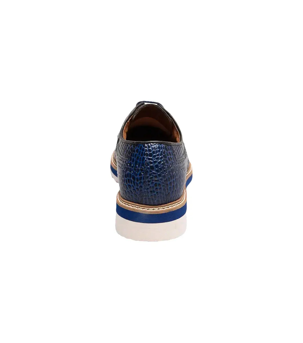 25725-400 Stacy Adams Alario Wingtip Oxford Croco Leather Shoes Blue
