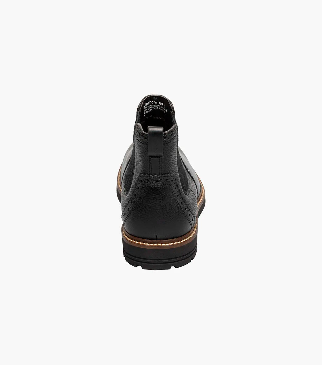 Nunn Bush Otis II Plain Toe Chelsea Boot Black Tumbled Leather 85091-007