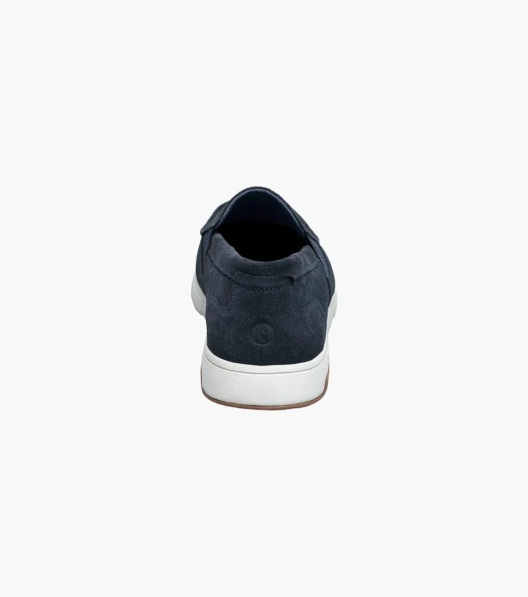 Nunn Bush Luca Suede Moc Toe Venetian Slip On Shoes Navy 85102-410
