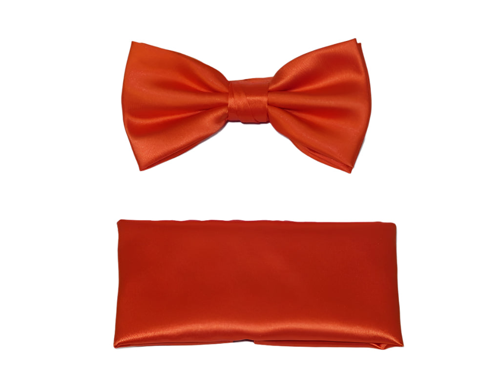 Men's Satin Silky Bow Tie Hankie by J.Valintin Collection #10014 Orange