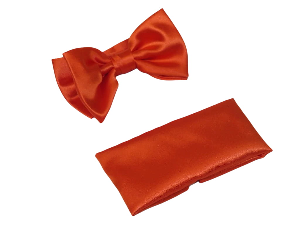 Men's Satin Silky Bow Tie Hankie by J.Valintin Collection #10014 Orange
