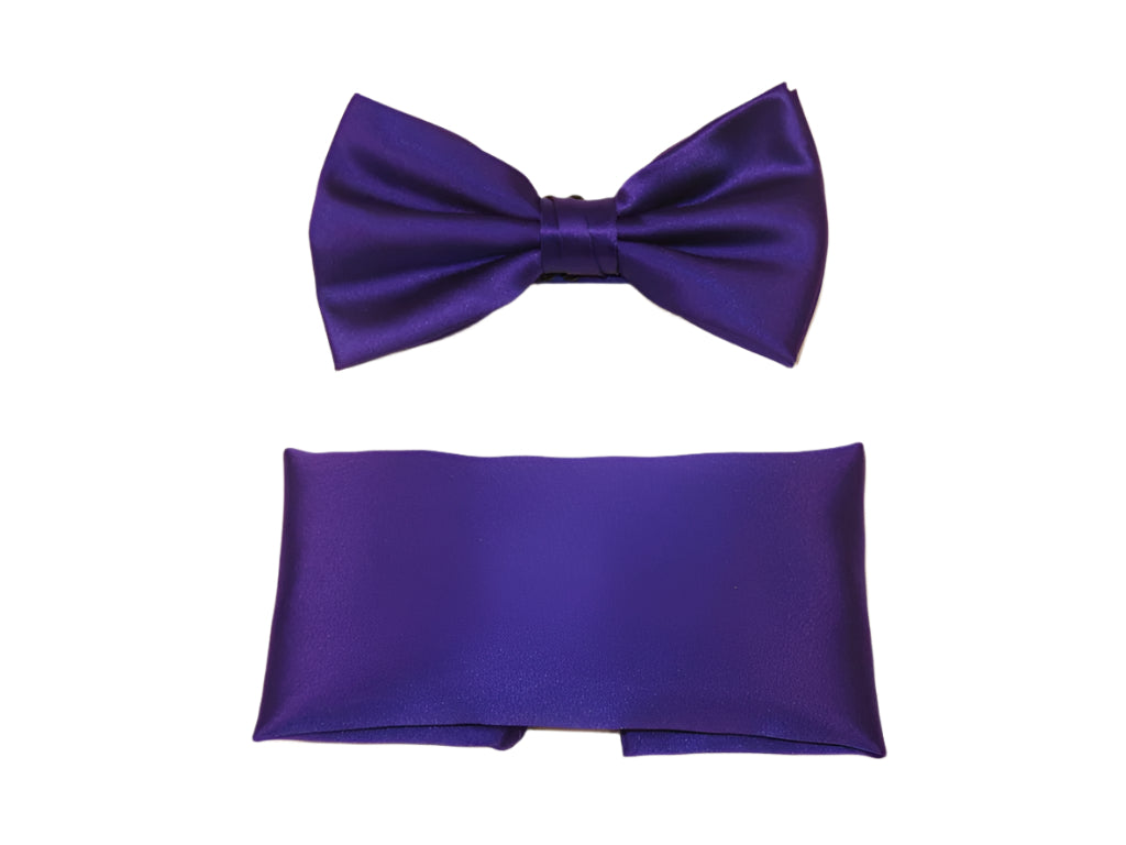 Men's Satin Silky Bow Tie Hankie by J.Valintin Collection #10024 Dark Purple
