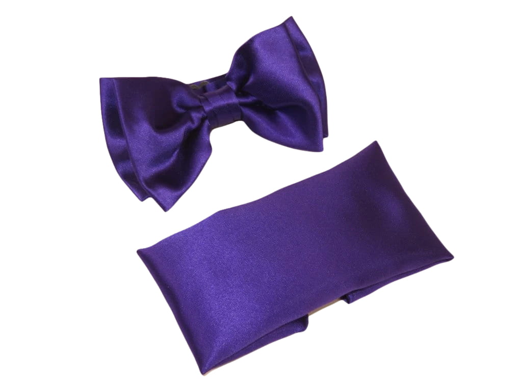Men's Satin Silky Bow Tie Hankie by J.Valintin Collection #10024 Dark Purple
