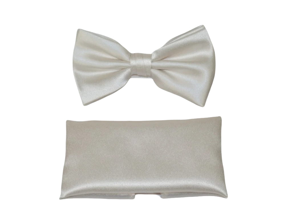 Men's Satin Silky Bow Tie Hankie by J.Valintin Collection #10036 Off White