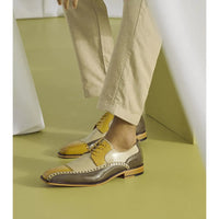 Stacy Adams Plaza Modified Cap Toe Oxford Shoes Leather Olive Multi 25608-302
