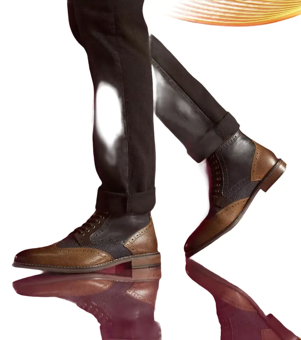 Stacy Adams Finnegan Wingtip Lace-Up Boot Cognac with Navy 25427-470