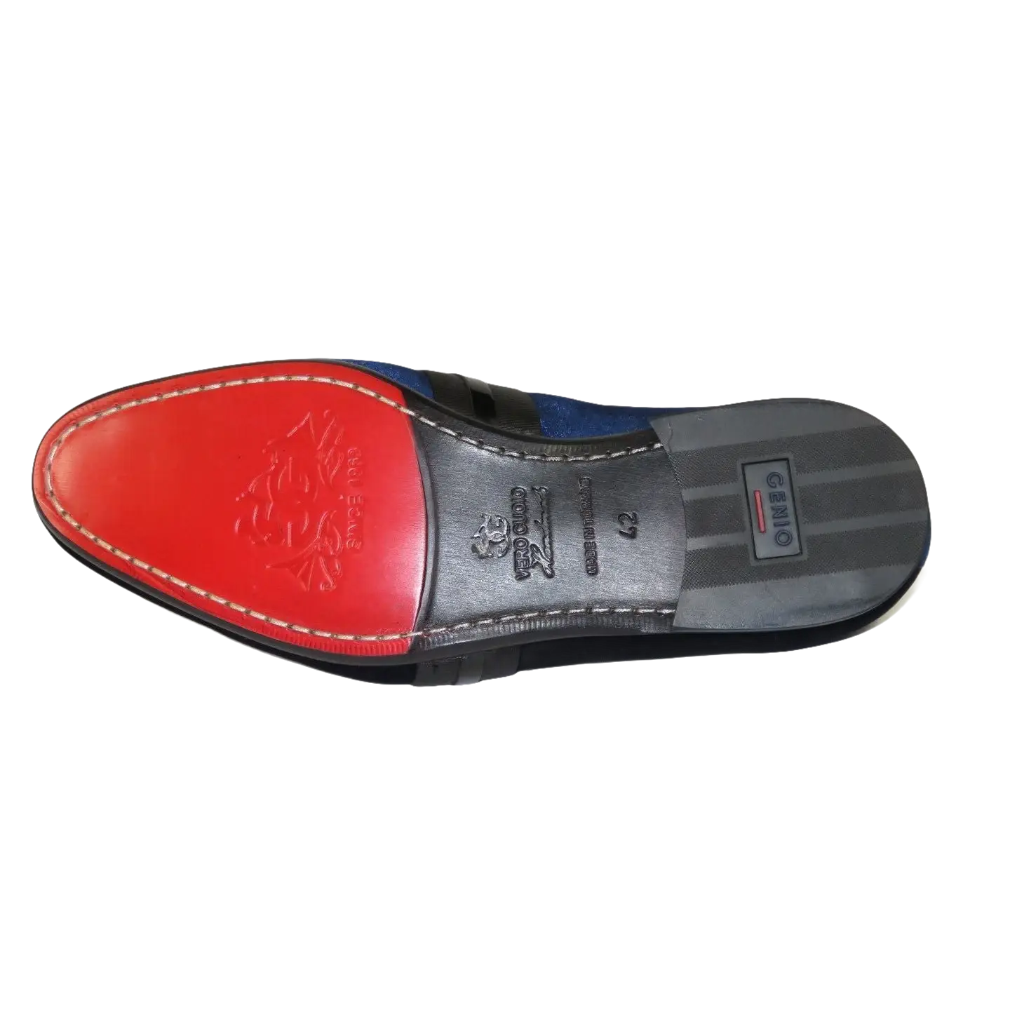 Men's GENIO Velvet Upper Leather Red Sole Shoes Turkey 120192017 Navy Blue