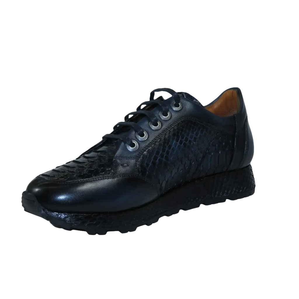 Men's GENIO Turkey Genuine Python Snake Leather Shoes 120197327 Dark Blue