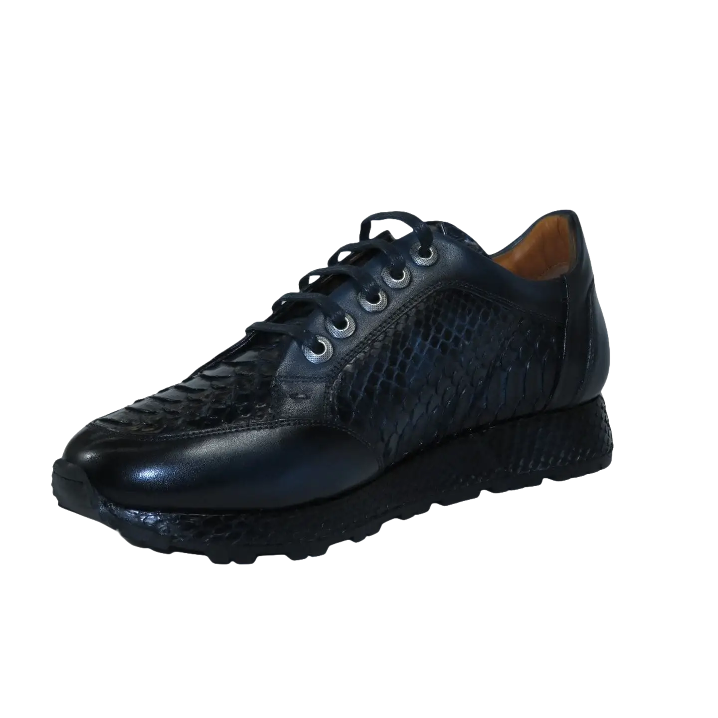 Men's GENIO Turkey Genuine Python Snake Leather Shoes 120197327 Dark Blue