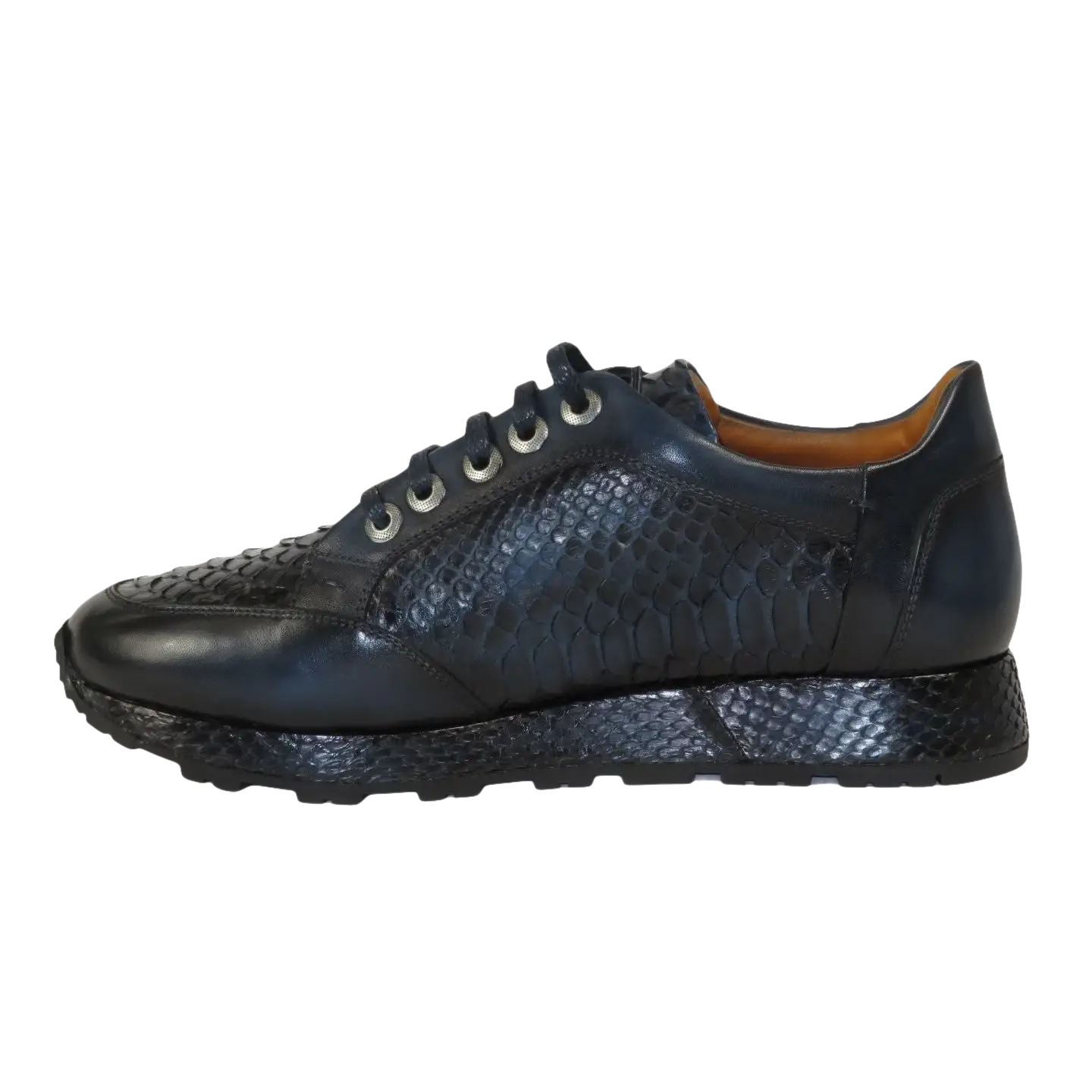 Men's GENIO Turkey Genuine Python Snake Leather Shoes 120197327 Dark Blue