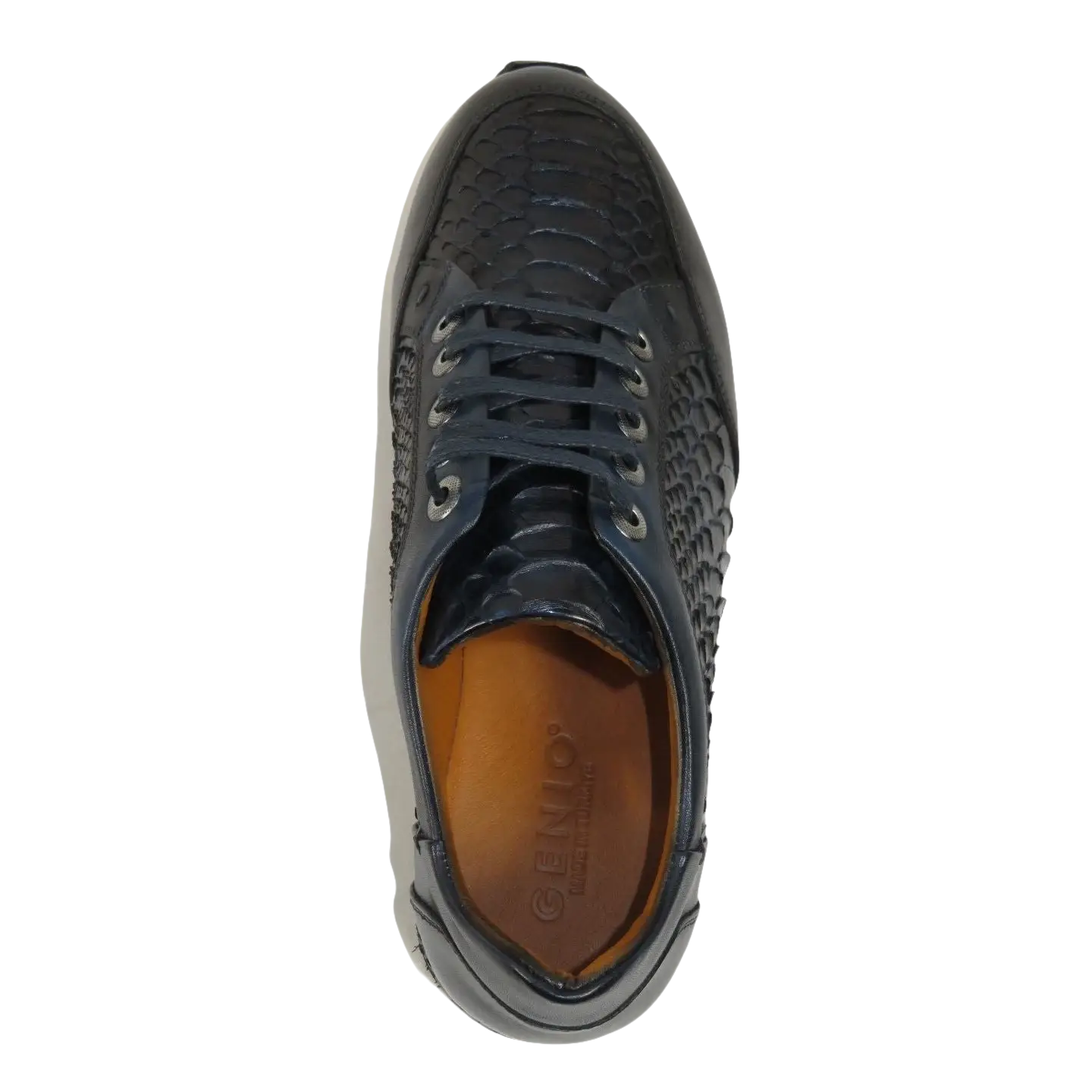 Men's GENIO Turkey Genuine Python Snake Leather Shoes 120197327 Dark Blue