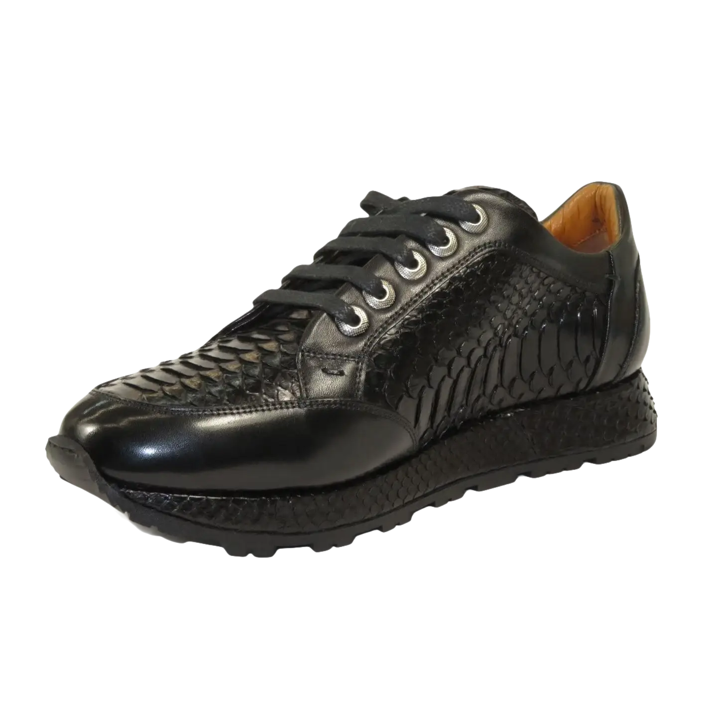 Men's GENIO Turkey Genuine Python Snake Leather Shoes 120197327 Black