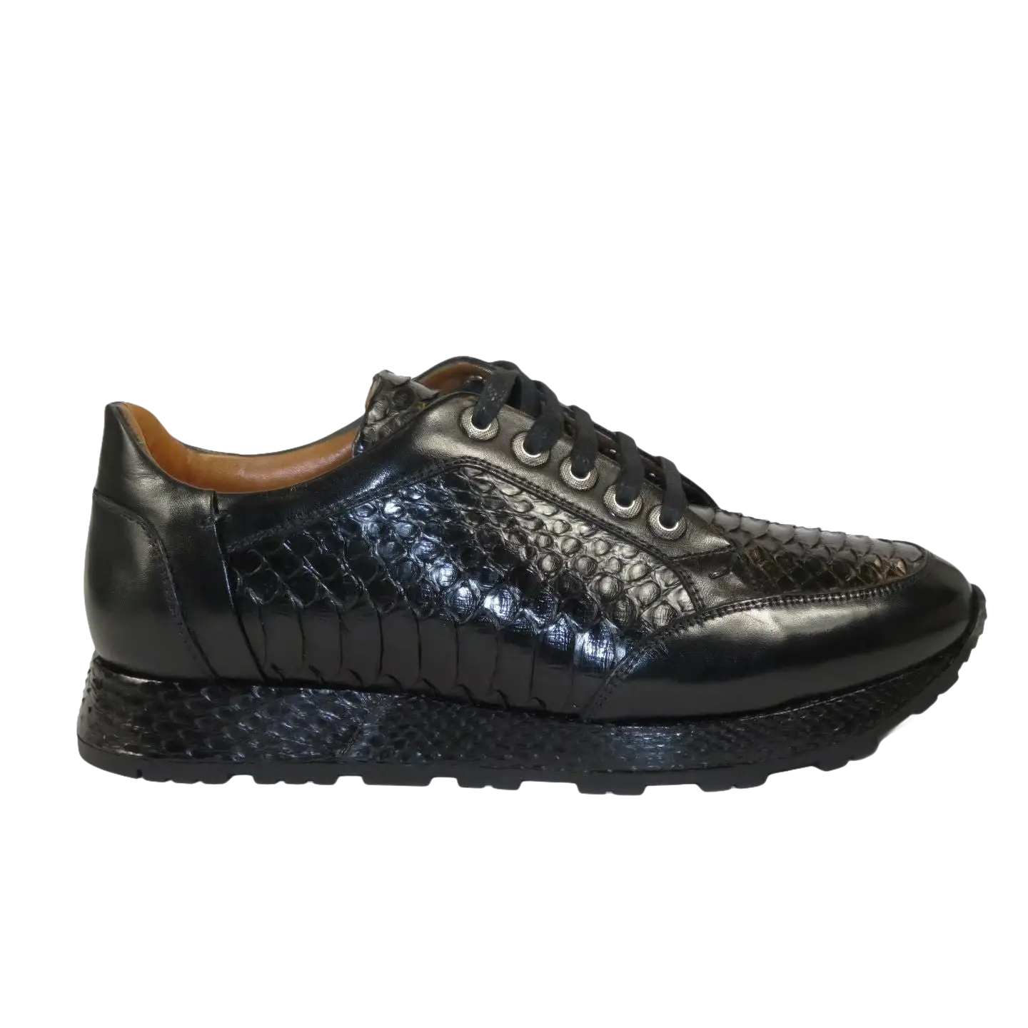 Men's GENIO Turkey Genuine Python Snake Leather Shoes 120197327 Black