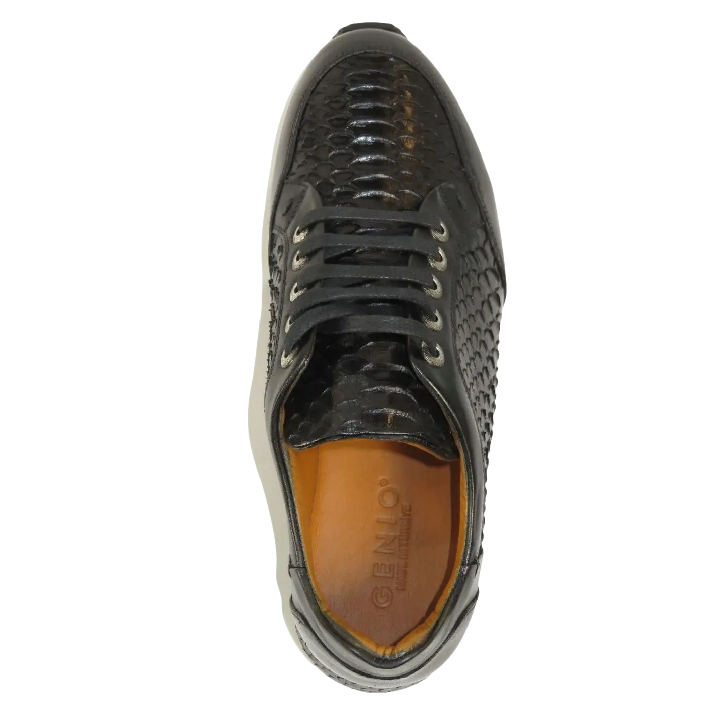 Men's GENIO Turkey Genuine Python Snake Leather Shoes 120197327 Black