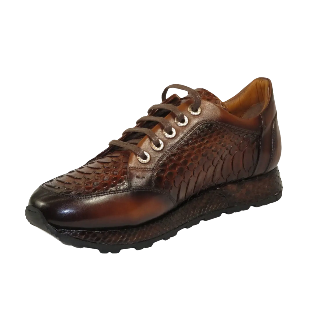 Men's GENIO Turkey Genuine Python Snake Leather Shoes 120197327 Brown