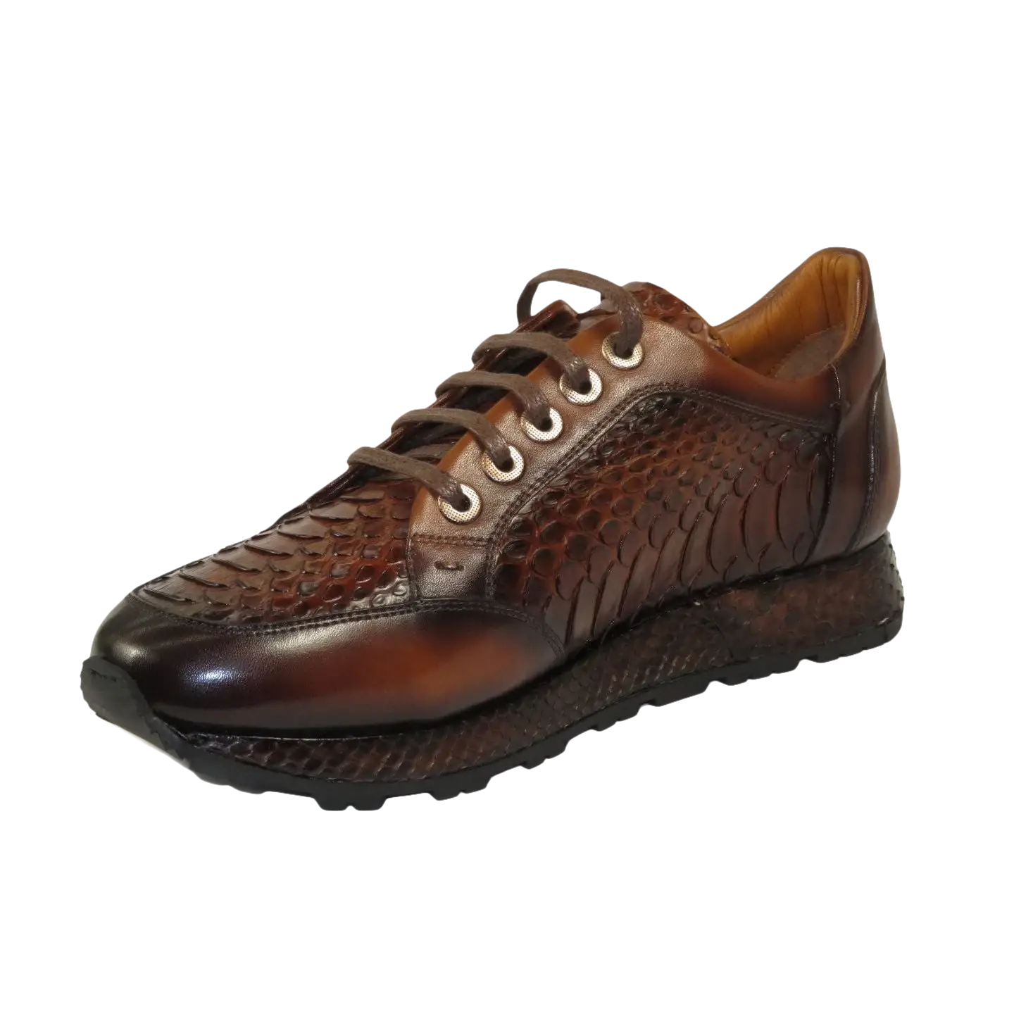 Men's GENIO Turkey Genuine Python Snake Leather Shoes 120197327 Brown