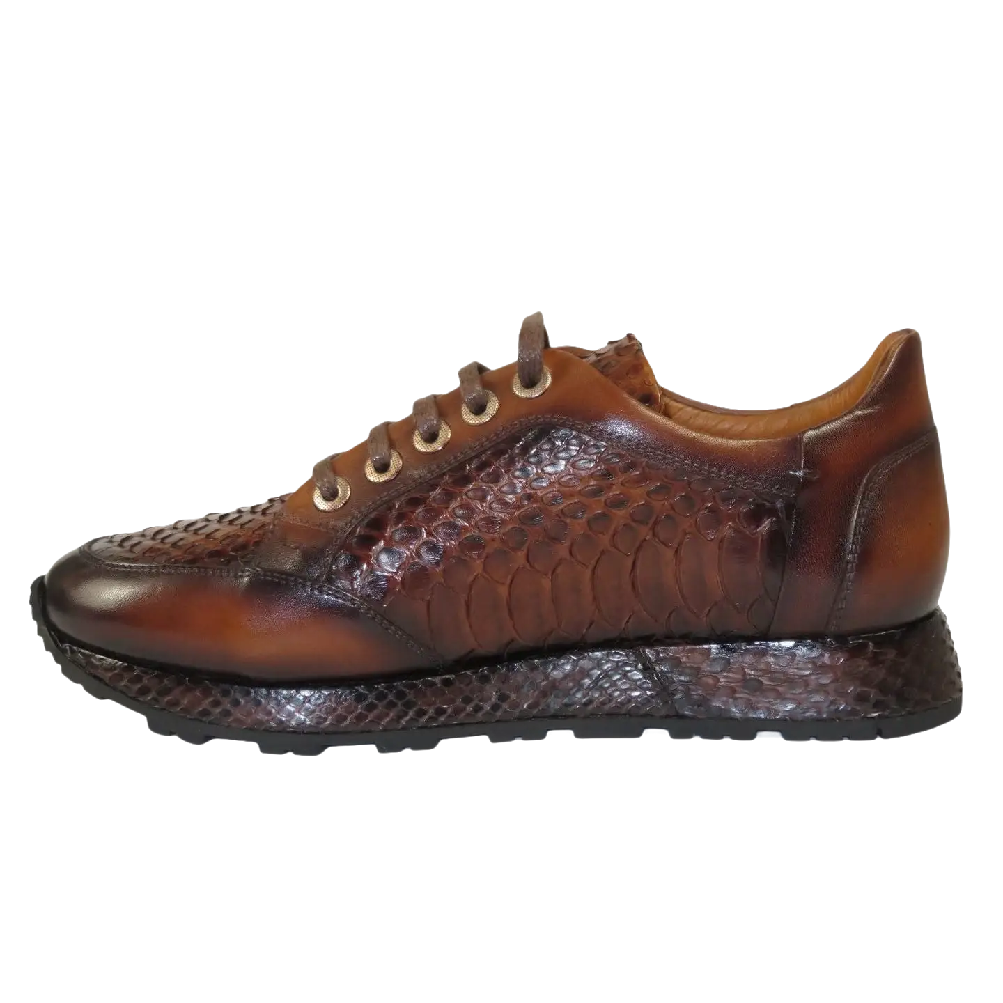Men's GENIO Turkey Genuine Python Snake Leather Shoes 120197327 Brown