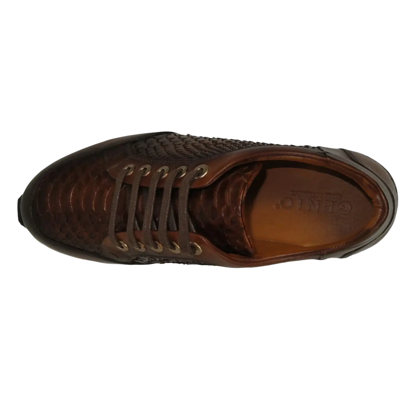 Men's GENIO Turkey Genuine Python Snake Leather Shoes 120197327 Brown