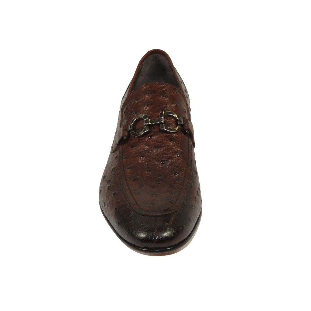 Men's GENIO Genuine Ostrich Embossed Leather Shoes Turkey 120332831 Cognac