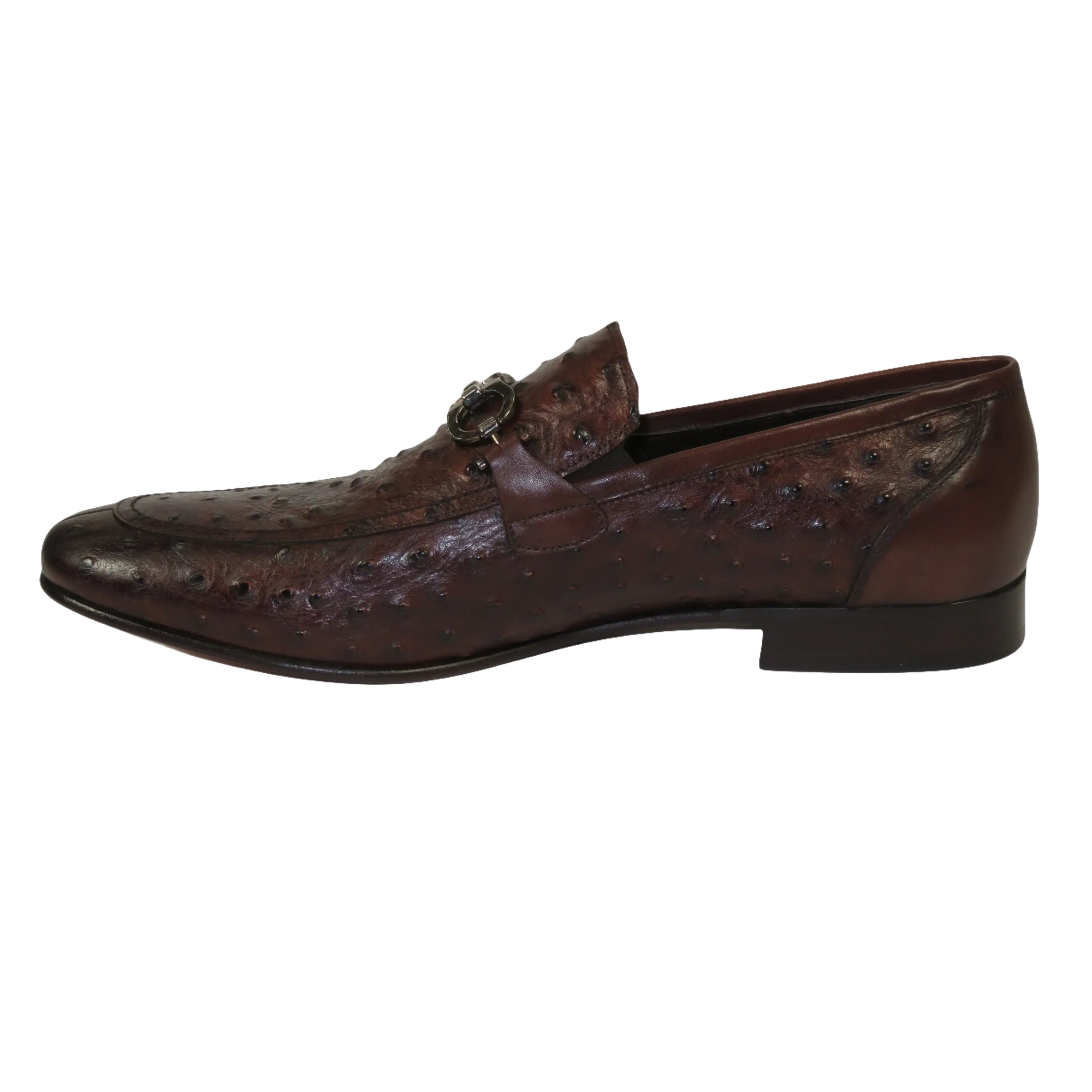 Men's GENIO Genuine Ostrich Embossed Leather Shoes Turkey 120332831 Cognac