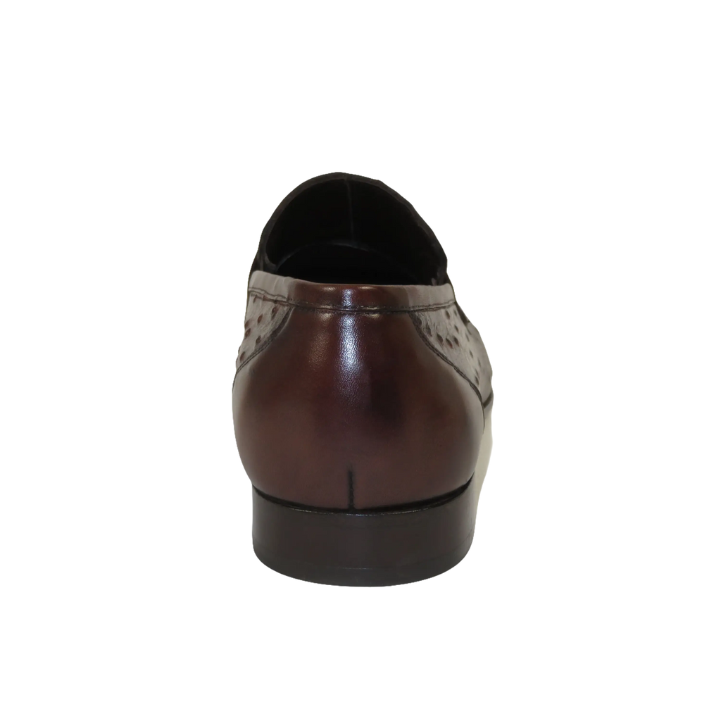 Men's GENIO Genuine Ostrich Embossed Leather Shoes Turkey 120332831 Cognac