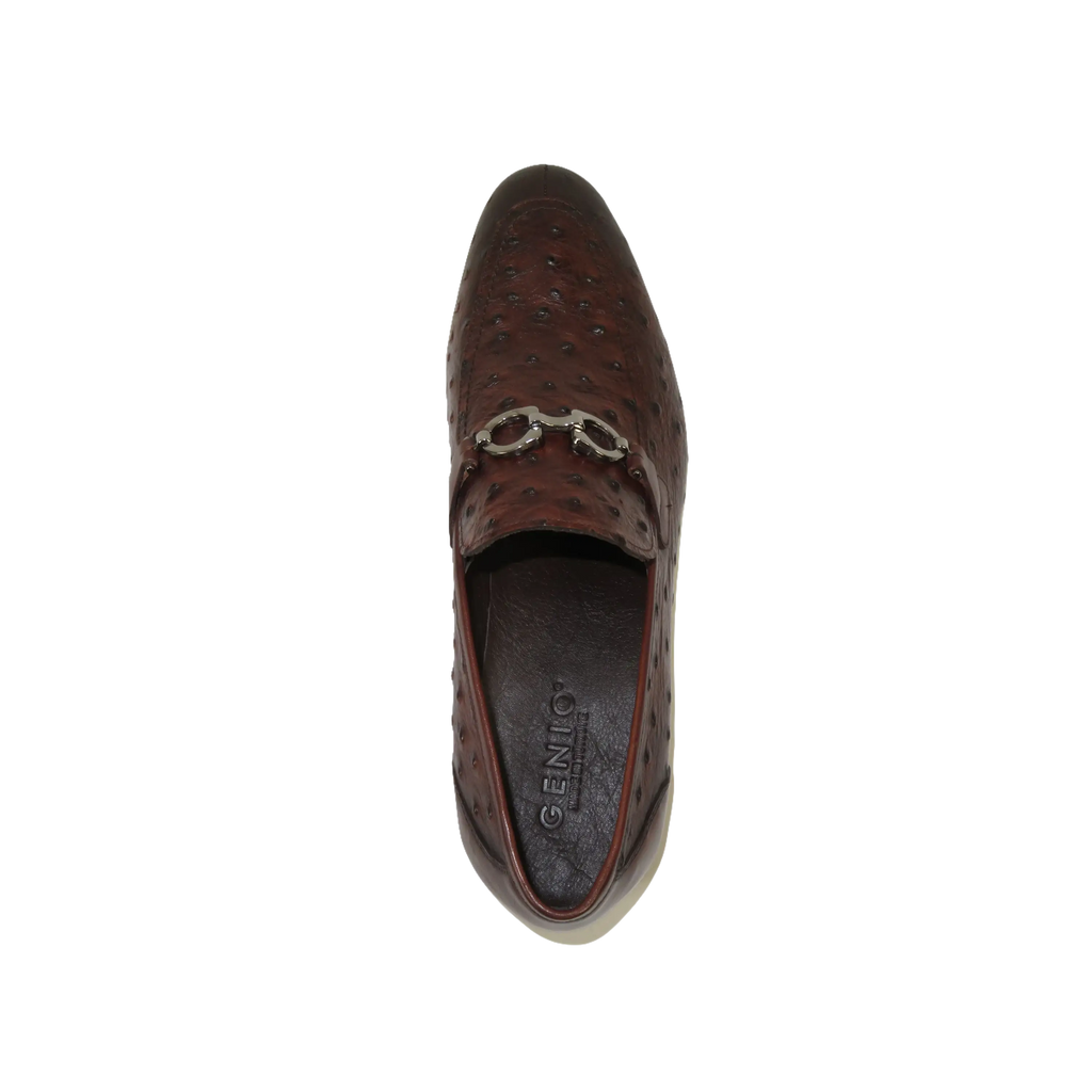 Men's GENIO Genuine Ostrich Embossed Leather Shoes Turkey 120332831 Cognac