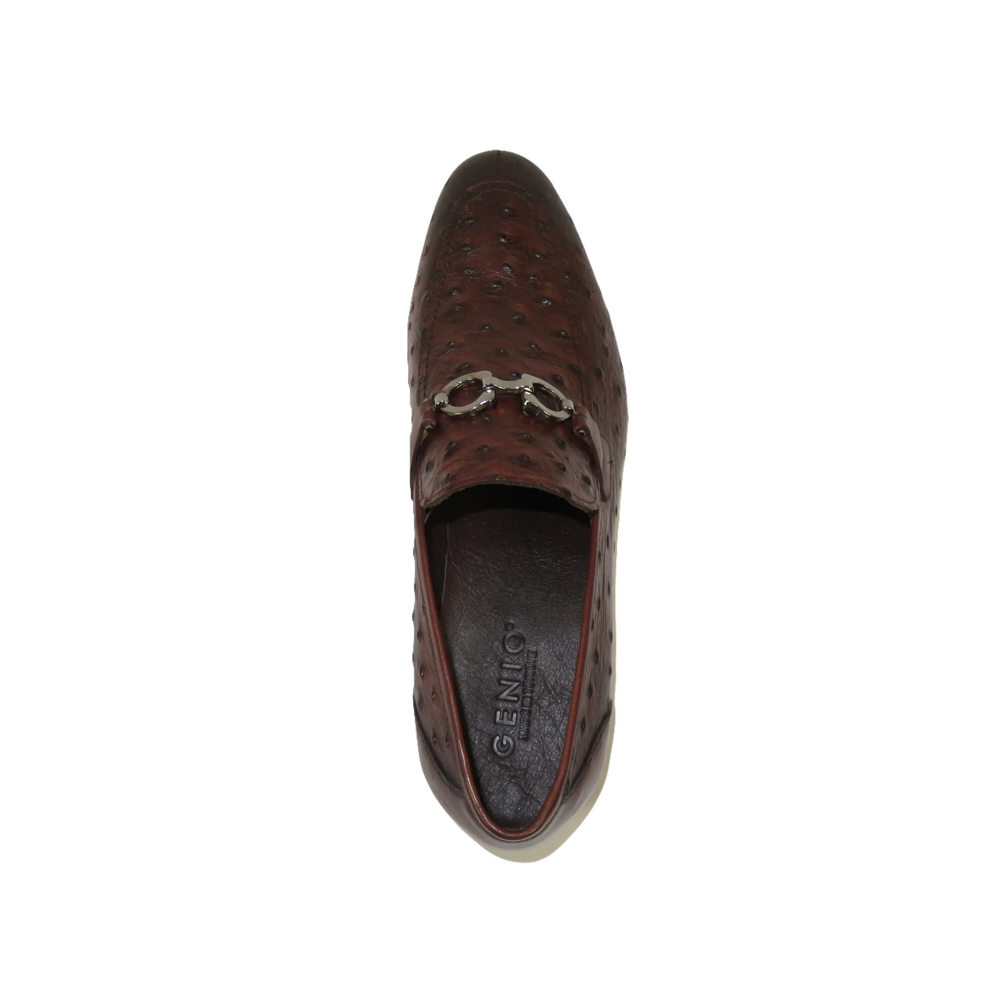 Men's GENIO Genuine Ostrich Embossed Leather Shoes Turkey 120332831 Cognac