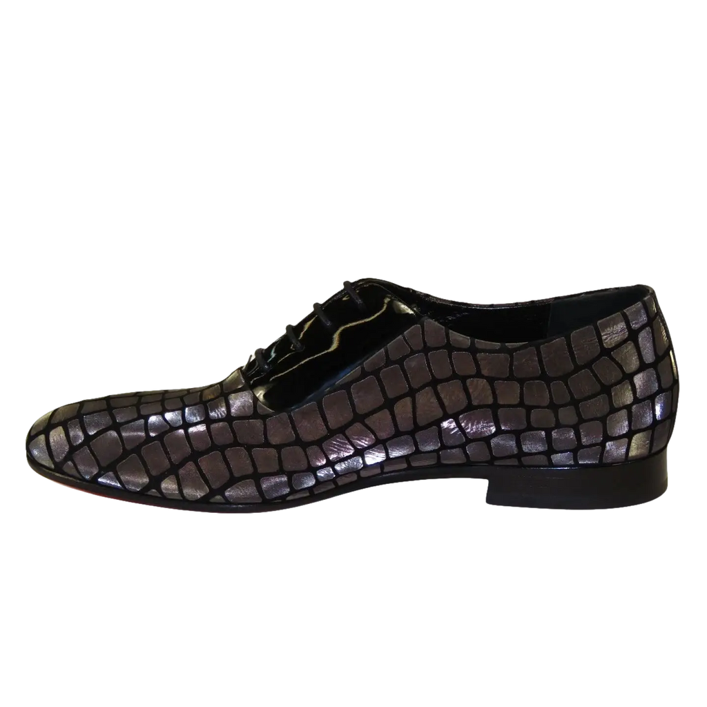Men's GENIO Suede Croc Red Leather Sole Shoes Turkey 120371142 Metallic Silver