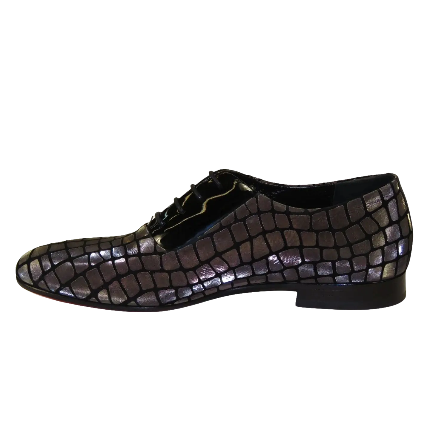 Men's GENIO Suede Croc Red Leather Sole Shoes Turkey 120371142 Metallic Silver