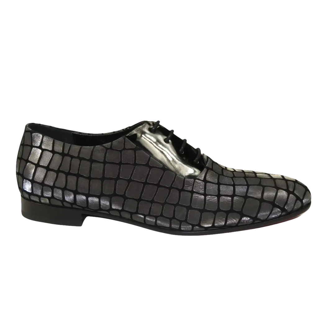Men's GENIO Suede Croc Red Leather Sole Shoes Turkey 120371142 Metallic Silver