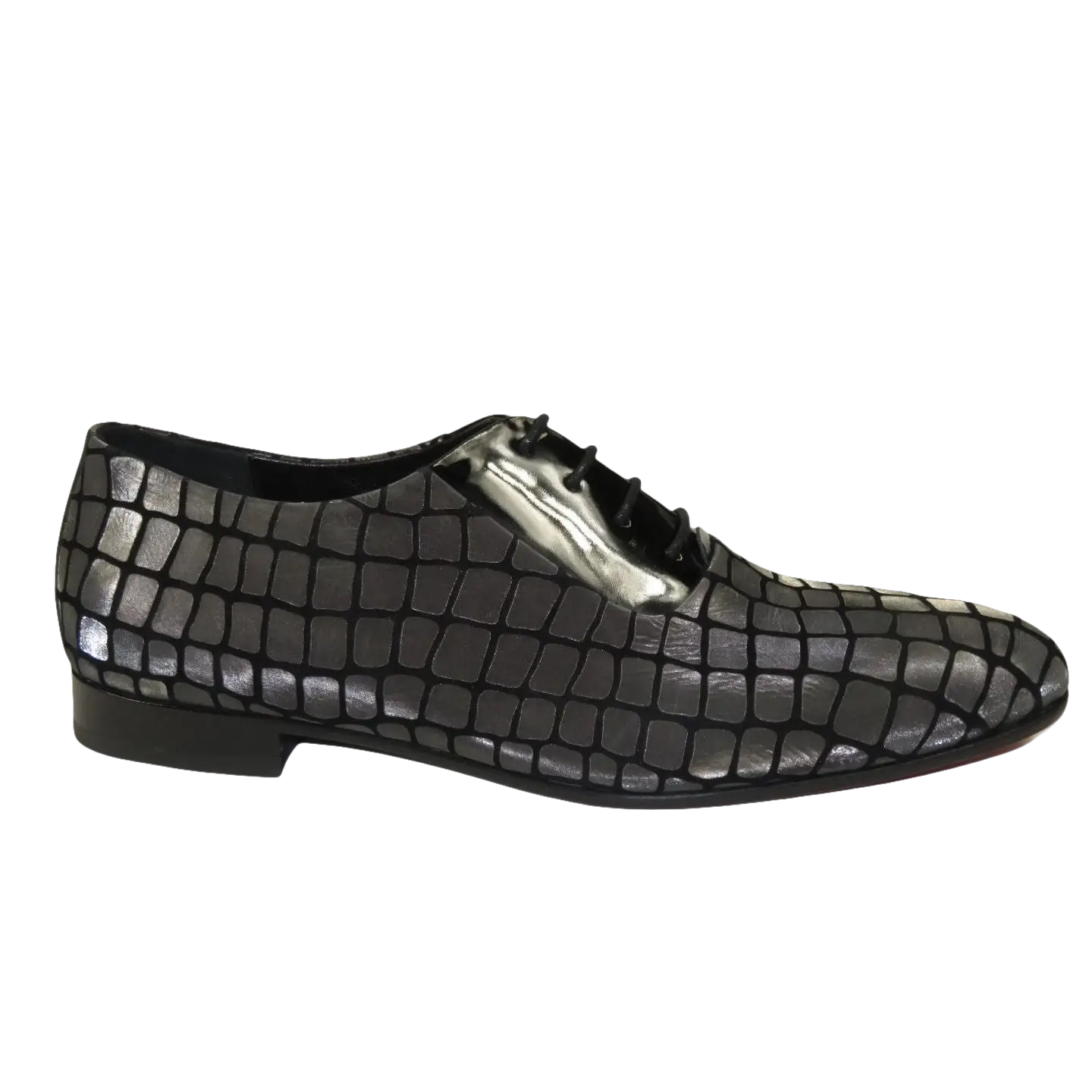 Men's GENIO Suede Croc Red Leather Sole Shoes Turkey 120371142 Metallic Silver