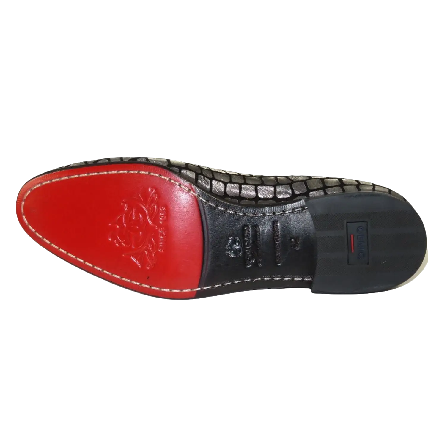 Men's GENIO Suede Croc Red Leather Sole Shoes Turkey 120371142 Metallic Silver