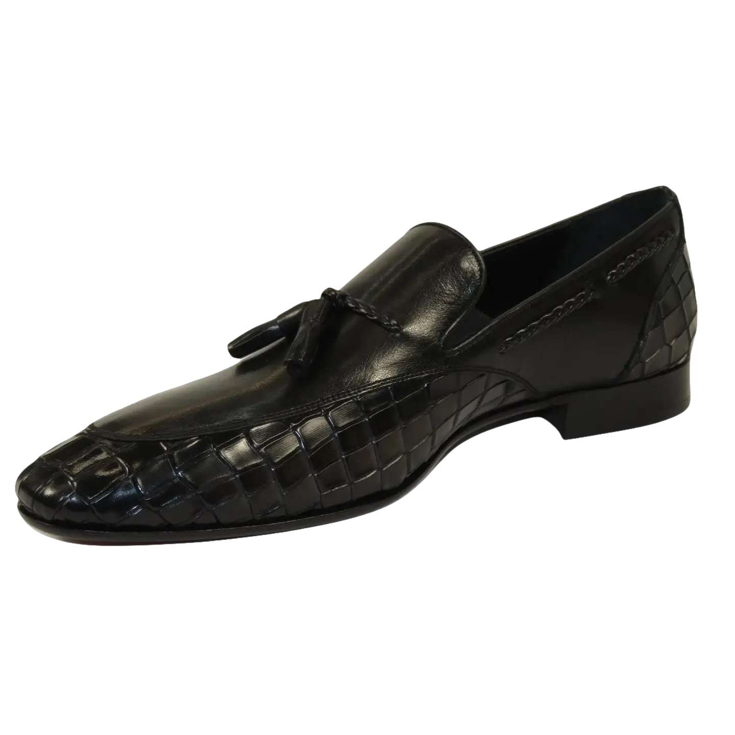 Men's GENIO Genuine Crocodile Embossed Leather Shoes Turkey 120371164 Black