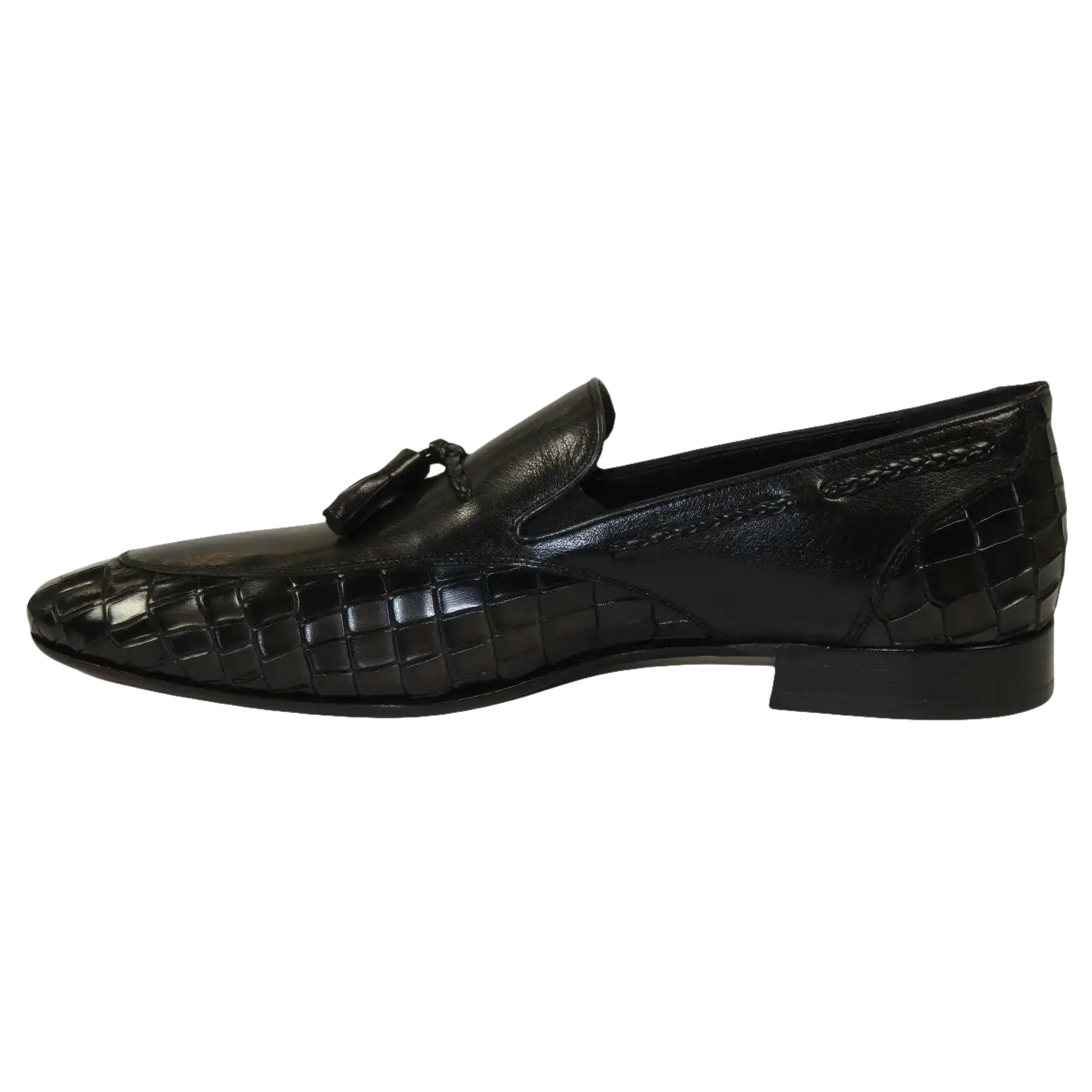 Men's GENIO Genuine Crocodile Embossed Leather Shoes Turkey 120371164 Black