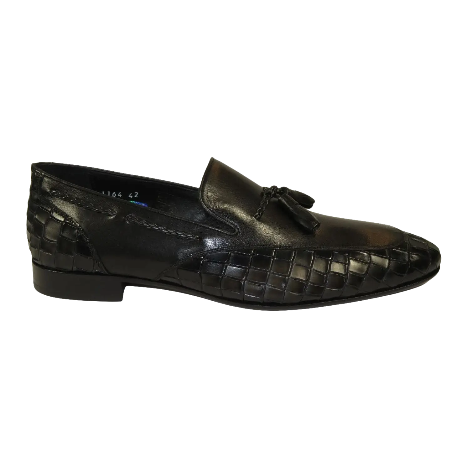 Men's GENIO Genuine Crocodile Embossed Leather Shoes Turkey 120371164 Black