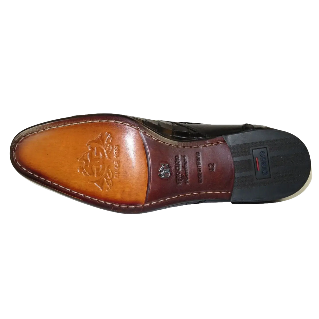 Men's GENIO Genuine Crocodile Embossed Leather Shoes Turkey 120371164 Black