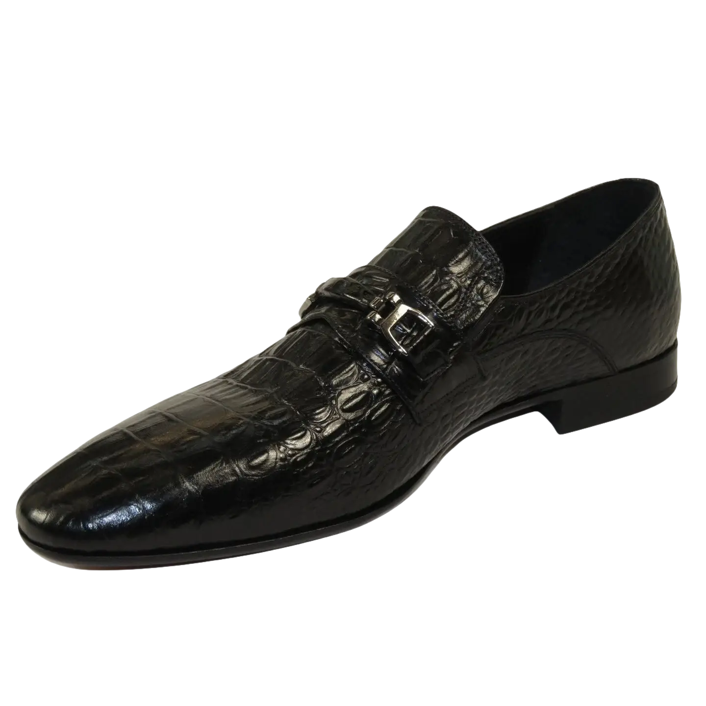 Men's GENIO Genuine Crocodile Embossed Leather Shoes Turkey 120371618 Black