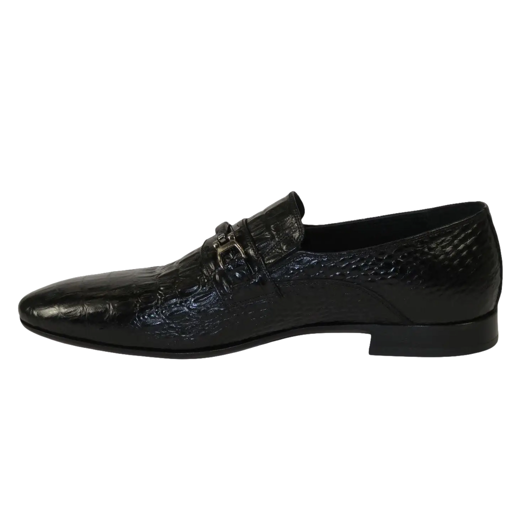 Men's GENIO Genuine Crocodile Embossed Leather Shoes Turkey 120371618 Black