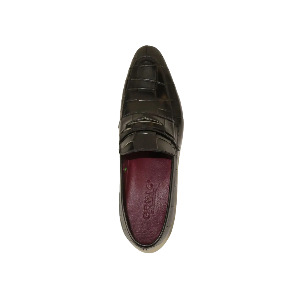 Men's GENIO Genuine Crocodile Embossed Leather Shoes Turkey 120371165 Black