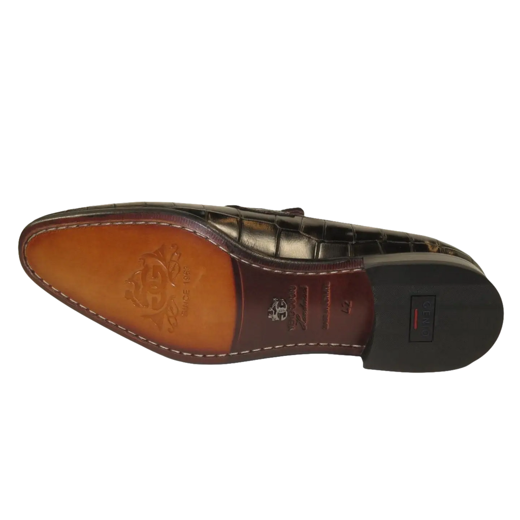Men's GENIO Genuine Crocodile Embossed Leather Shoes Turkey 120371165 Black