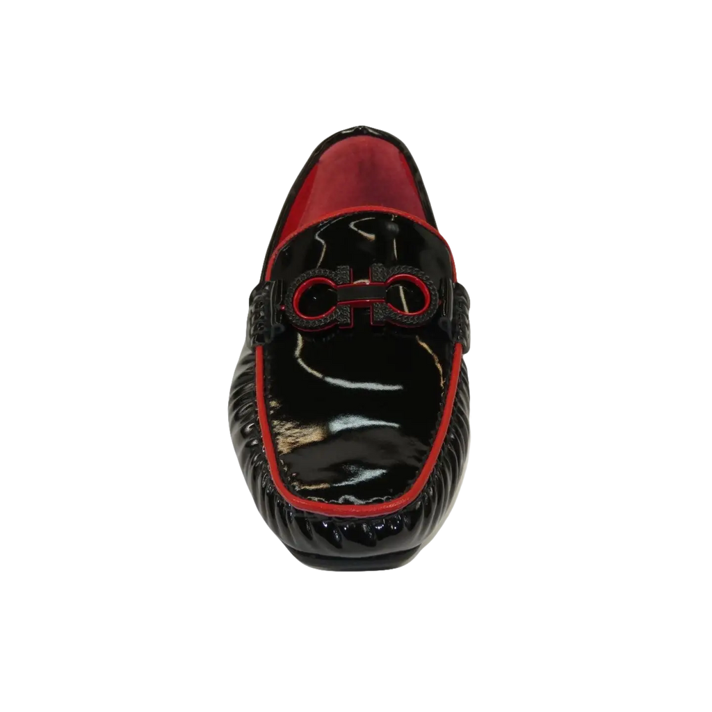 Men's GENIO Casual Dress Shoes Turkey Patent Leather 120580105 Black Red