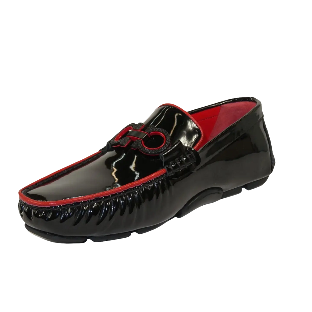 Men's GENIO Casual Dress Shoes Turkey Patent Leather 120580105 Black Red