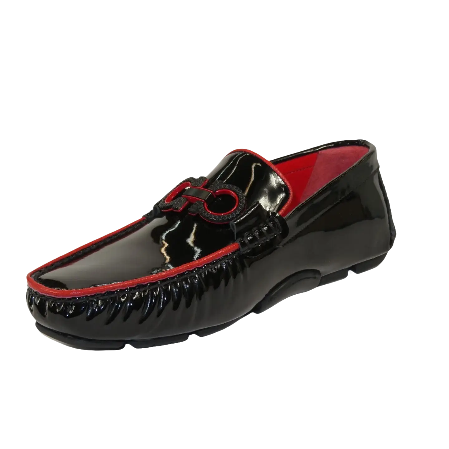 Men's GENIO Casual Dress Shoes Turkey Patent Leather 120580105 Black Red