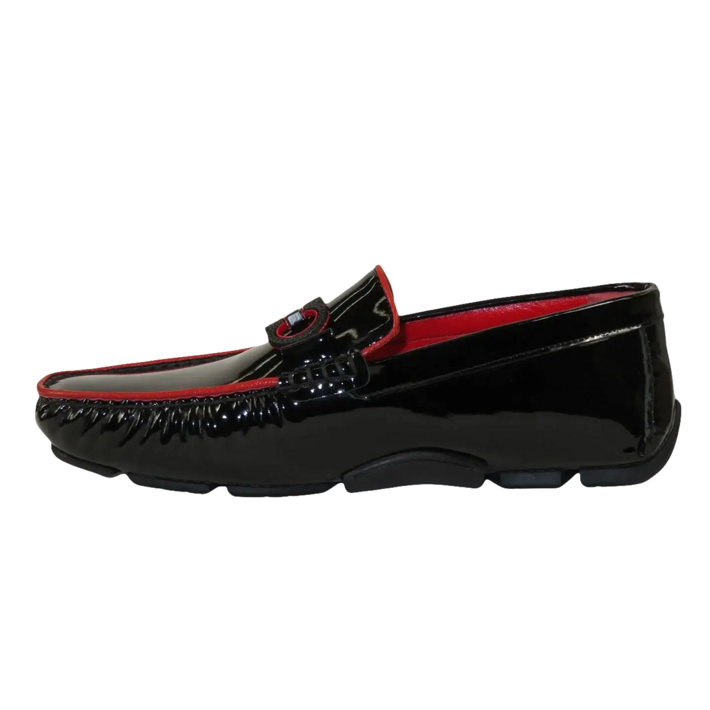 Men's GENIO Casual Dress Shoes Turkey Patent Leather 120580105 Black Red